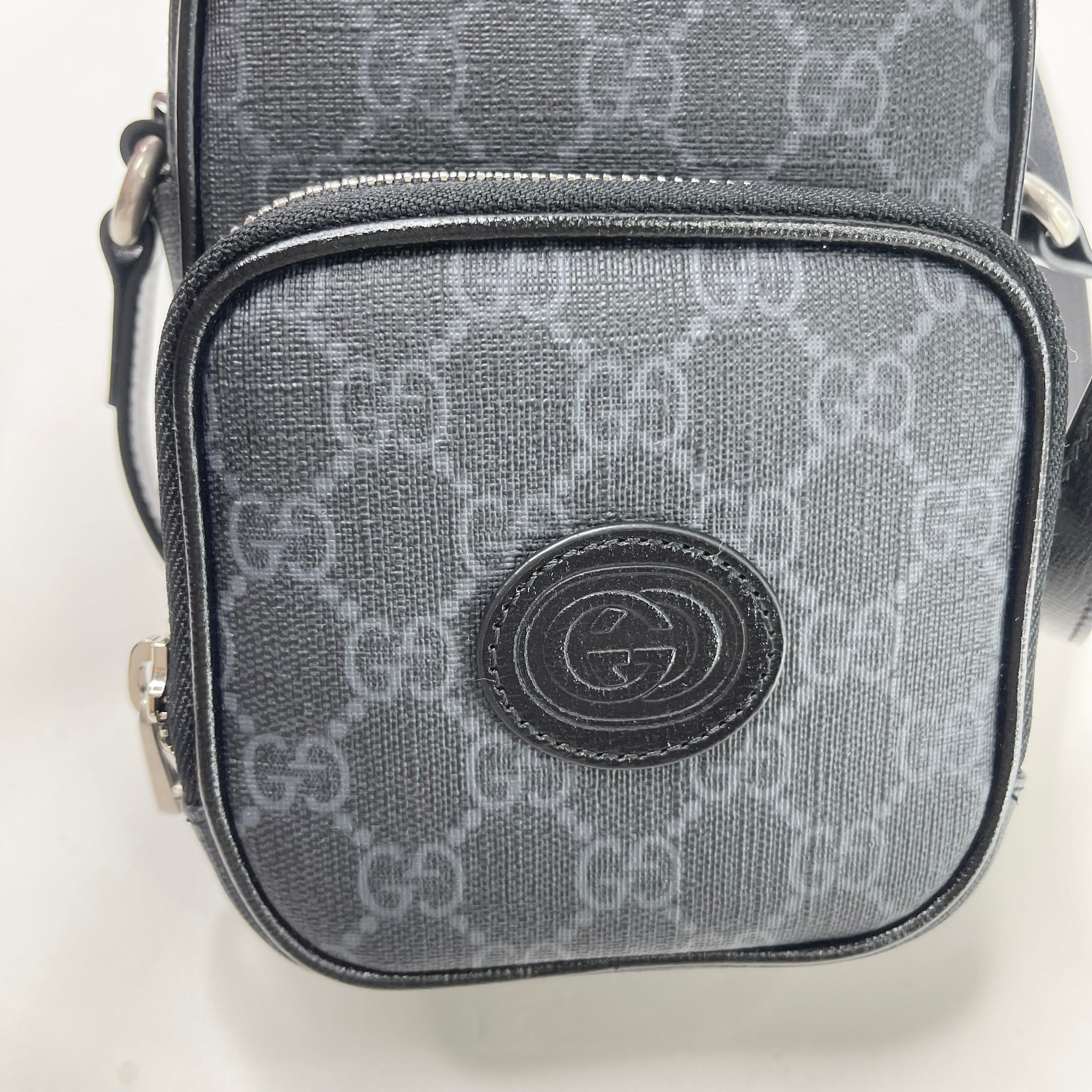 GUCCI NEO GG SUPREME GRAPHITE CANVAS TOP HANDLE CROSSBODY BAG BLuxe Boutique