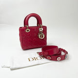 CHRISTIAN DIOR MY ABCDIOR LADY DIOR SMALL IN RED LMSKN LEA & LIGHT GHW W STRAP