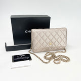 CHANEL CHAMPAGNE IRIDESCENT PERFORATED LEA CLASSIC WOC W GHW