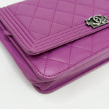 CHANEL BOY WOC IN PURPLE LAMB LEA & RUTHENIUM HW