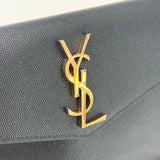 SAINT LAURENT UPTOWN POUCH IN BLK GRAIN DE POUDRE LEA