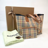 BURBERRY LRG BRIAR CHECK LONDON TOTE + ZIP POUCH