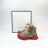 GUCCI FLASHTRECK OLIVE / BRN TREKKING WINTER BOOTS sz 36.5