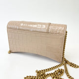 BALENCIAGA BEIGE CROC EMBOSSED LEA HOURGLASS WOC