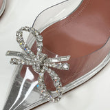 AMINA MUADDI ROSIE PVC & CRYSTAL SLINGBACK PUMPS SZ 38.5