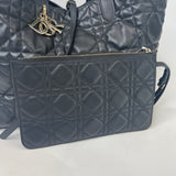 CHRISTIAN DIOR TOUJOURS BAG IN BLK MACROCANNAGE CALFSKIN LEA & LIGHT GHW + ZIP POUCH