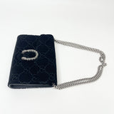 GUCCI DIONYSUS BLK VELVET & CRYSTAL CHAIN WALLET/ CROSSBODY