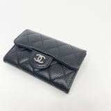 CHANEL CLASSIC FLAP CARD HOLDER IN BLK CAVIAR LEA W SHW