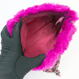 CHANEL FUCHSIA RABBIT FUR CLUTCH ON STRAP