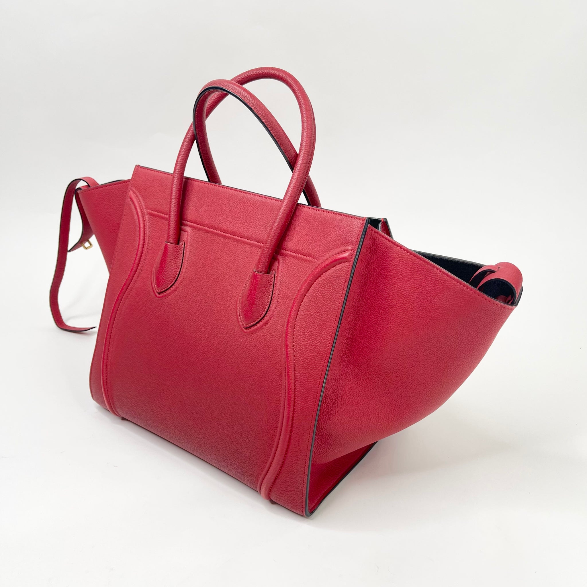 CELINE MEDIUM PHANTOM LUGGAGE IN RED CALF SKIN PEBBLED LEA BLuxe Boutique