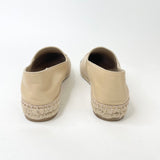 CHANEL BEIGE/ BLK LEA ESPADRILLES sz 39