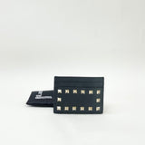 VALENTINO ROCKSTUD CARD HOLDER IN BLK LEA & GHW
