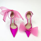 JIMMY CHOO AVERLY PINK SILK BOW PUMPS Sz 39