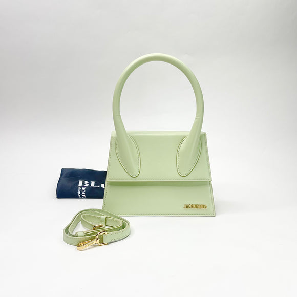 JACQUEMUS LE GRAND CHIQUITO IN MINT LEATHER W STRAP