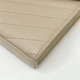 SAINT LAURENT CASSANDRE CHAIN WALLET/ CROSSBODY IN BEIGE GRAIN DE POUDRE LEA & GHW