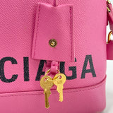 BALENCIAGA VILLE SM TOP HANDLE PINK COATED CANVAS TOTE