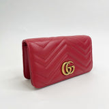 GUCCI MARMONT MINI RED LEA FLAP CROSSBODY/ BELT BAG