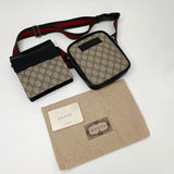 GUCCI GG SUPREME WEB DOUBLE BELT BAG/ CROSSBODY