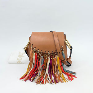 CHLOE HUDSON MULTI COLOR TASSEL & BRN LEATHER CROSSBODY