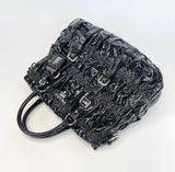 PRADA GAUFRE BLK PATENT LEATHER TWO WAY TOTE