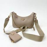 PRADA RE EDITION 2005 CROSSBODY IN BEIGE SAFFIANO LEA & GHW