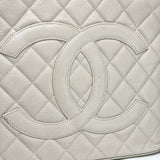CHANEL MEDALLION TOTE IN CREAM CAVIAR QUILTED LEA & GHW