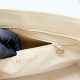 CHANEL MEDALLION TOTE IN CREAM CAVIAR QUILTED LEA & GHW