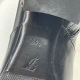 LOUIS VUITTON SILVER LIGHT BLK LEA BOOTS SZ 34.5