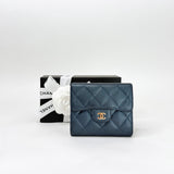 CHANEL CLASSIC FLAP WALLET IRIDESCENT NAVY CAVIAR LEA & GHW