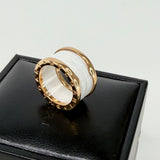 BVLGARI B.ZERO1 RING IN 18K ROSE GOLD & WHT ENAMEL