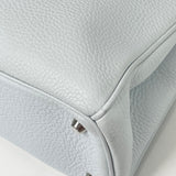 CHRISTIAN DIOR DIORISSIMO MEDIUM TOTE BAG + ZIP WRISTLET POUCH IN LT BLUE & FUCSHIA PEBBLED LEA & SHW