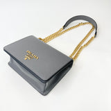 PRADA GRAY SAFFIANO LEA MINI SHOULDER BAG / CROSSBODY