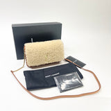 SAINT LAURENT CASSANDRE SHEARLING & LEA PHONE HOLDER ON STRAP/ MINI CROSSBODY