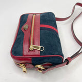 GUCCI OPHIDIA MINI CROSSBODY IN NAVY SUEDE