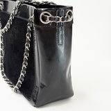 CHANEL BLK PATENT & PONY HAIR TOTE - BLuxe Boutique