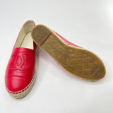 CHANEL RED LMBSKN ESPADRILLES sz 34