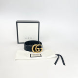 GUCCI GG MARMONT BLK WIDE LEATHER BELT