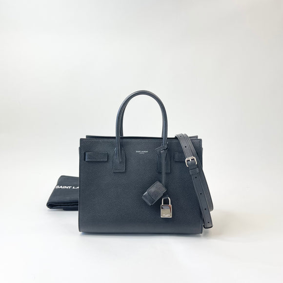 SAINT LAURENT BLK LEA & SHW BABY SAC DE JOUR 2 WAY TOTE