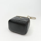 CHANEL MINI SQUARE VANITY CROSSBODY IN BLK CAVIAR LEA & LIGHT GHW