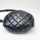 CHANEL BLK QUILTED LMSKIN W SHW BUM/BELT BAG