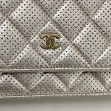 CHANEL CHAMPAGNE IRIDESCENT PERFORATED LEA CLASSIC WOC W GHW