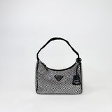 PRADA MINI RE EDITION 2000 IN CRYSTAL & BLK SATIN - BLuxe Boutique