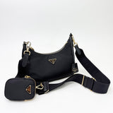 PRADA RE EDITION 2005 CROSSBODY IN BLK NYLON & GHW