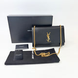 SAINT LAURENT KATE IN BLK GRAIN DE POUDRE EMBOSSED LEA & GHW - BLuxe Boutique