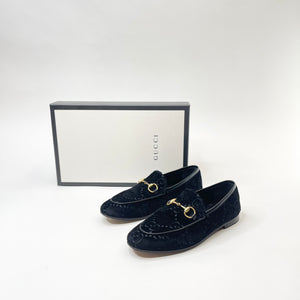 GUCCI JORDAAN BLK GG SUEDE LOAFER sz 35