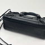 BALENCIAGA MINI CLASSIC CITY TWO WAY / CROSSBODY IN MATTE BLK CROC & BHW