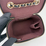 CHANEL MINI SQUARE VANITY CROSSBODY IN BLK CAVIAR LEA & LIGHT GHW