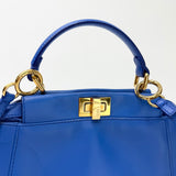 FENDI MINI BLUE LEA PEEKABOO CROSSBODY BAG