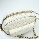 CHANEL DAY CAMERA CASE CROSSBODY IN WHT CAVIAR LEA & LT GHW