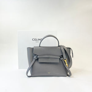 CELINE MICRO BELT BAG IN GREY PEBBLED LEA